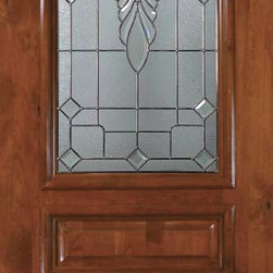 Prehung Entry Single Door 96 Alder Versailles 3 Panel Arch Lite Glass - Front Doors