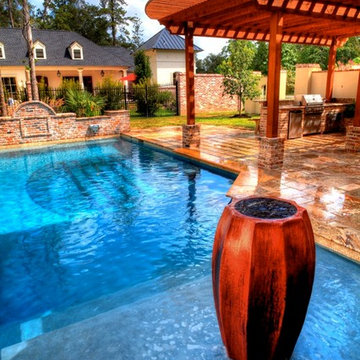 Rectangular Pool 3 - disappearing fountain and pergola