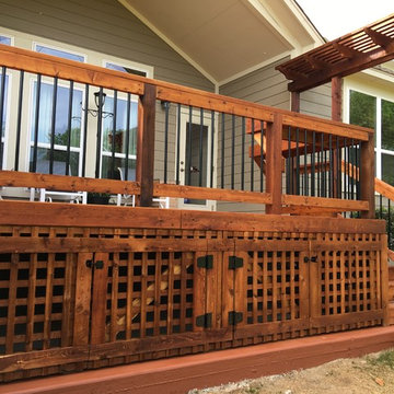 Cedar Deck with a Lattice Privacy Fence and Mini Arbor - San Antonio, TX