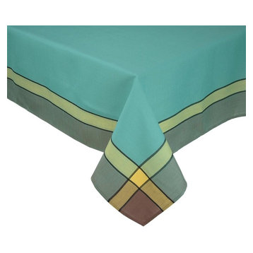 100% Polyester Outdoor Tablecloth Waterproof and Wrinkle-Free Rectangle Tablecloth Linen Effect Turquoise Tablecloth Handmade 47x118”