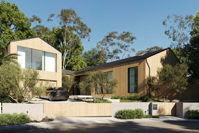 Example of a country exterior home design in Los Angeles