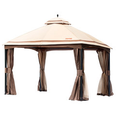 Sonoma Outdoor Gazebo Canopy with Net Drapery - Beige