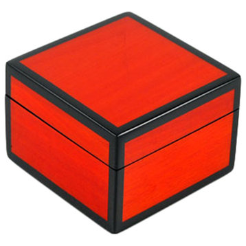 Lacquer Small Square Box, Red Tulipwood