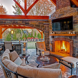 Outdoor Masonry Stone Fireplace - Outdoor Fireplaces