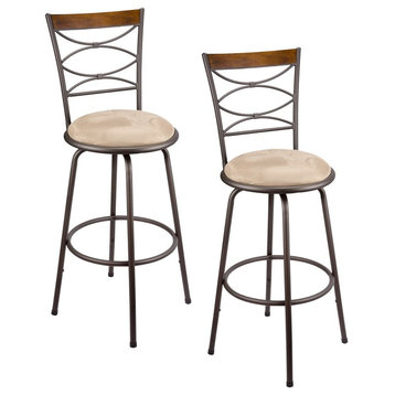 Kira Home Avery 30" Adjustable Swivel Kitchen Island Barstool, Real Wood Accent