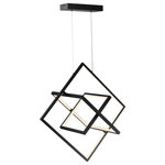 Artcraft Lighting - Graymar 24W LED Pendant, Black - The Geometric "Graymar" pendant is unique because each of the squares can be rotated to your desired position. The frame and canopy are finished in a semi matte black. Each of the squares is illuminated by bright energy saving LED technology. This pendant almost looks  like it is floating since it is suspended by thin aircraft type cables. Definitely a "cool" statement piece.