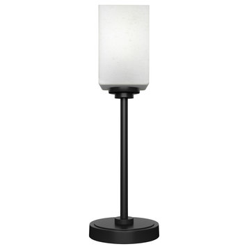 Luna 1-Light Table Lamp, Matte Black/Square White Muslin