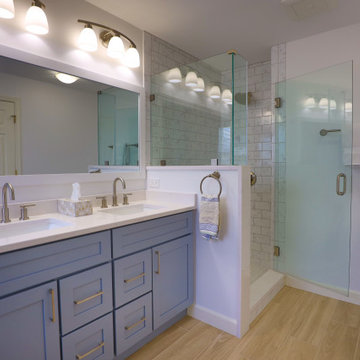 Spacious Bathroom with Dual Vanity and Freestanding Tub