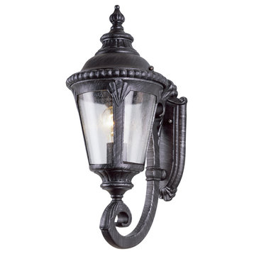 Commons 1-Light Wall Lantern, Swedish Iron With Clear Seeded Glass