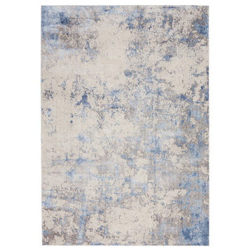 Nourison Sleek Textures 5'3" x 7'3" Blue/Ivory/Grey Modern Indoor Area Rug