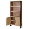 Modern Wood  Laminate Bookcase With Doors, Fully Assembled, Light Brown