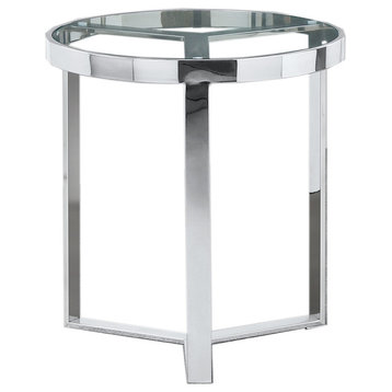 Clear Glass With Stainless Steel Round End Table