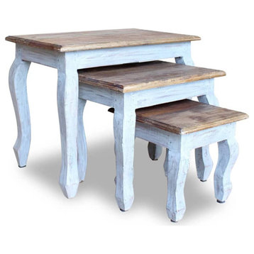 vidaXL Nesting Table Set 3 Piece Solid Reclaimed Wood