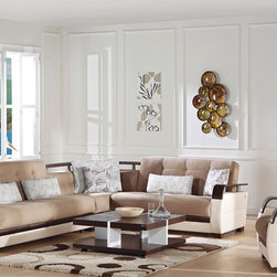 Natural Sectional Set in Brown - Sectional Sofas