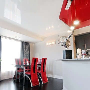 Laqfoil High Gloss Stretch Ceiling in Red and White