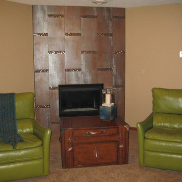 Cozy Basement Fireplace Tile Installation