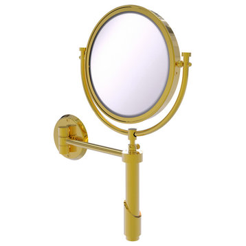 Tribecca Wall-Mount Makeup Mirror 8" Dia, 4X Magnification, Polished Brass