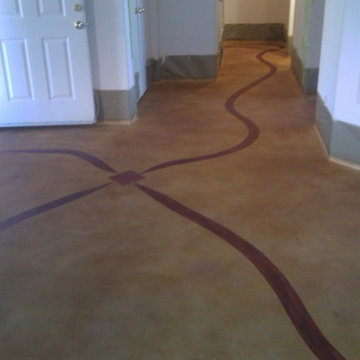 Interior Concrete Overlay with Stenciled Design