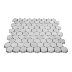 Statuary Crystal Marble Italian White Statuario 1" Hexagon Mosaic Tile Polished - Home Accessories & Decor