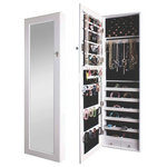 BTExpert - Rynn Wall-Mount/Over-the-Door Mirrored Jewelry Cabinet, White - Organize your jewelry and accessories in one handy (and stylish) place. The Rynn mirrored jewelry cabinet has plenty of room to store a medley of bracelets, rings, necklaces and earrings, as well as convenient shelving for other belongings like sunglasses, watches and more.