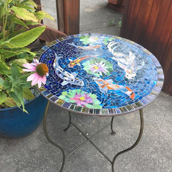 Koi Fish Mosaic Side Table - Home Decor