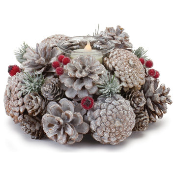 Frosted Pine Cone Votive Candle Holder, Set of 6