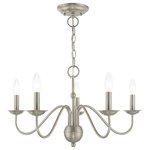 Livex Lighting - Livex Lighting 52165 Windsor 5 Light 24"W Taper Candle Chandelier - Brushed - With traditional beauty, the Windsor chandelier lends itself to being featured in any modern home. Featuring antique brass finish, this five light chandelier evokes elegant character.Features