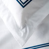 1000 Thread Count 2 Stripe Embroidery Duvet Set, Blue on White, Full/ Queen Duve