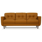 Acme Furniture - ACME Radwan Sofa, Caramel Leather - Combining the stunning visual effect of art with lines and comfort, the Rawdan sofa is one you'll want to spend lots of time in. This beautiful caramel leather sofa features button tufted cushions with contrast tone stitching and unique tapered wood legs. Its deep, comfy seat and flared padded arms give it an incredible sink-right-in quality that's perfect for the whole family.