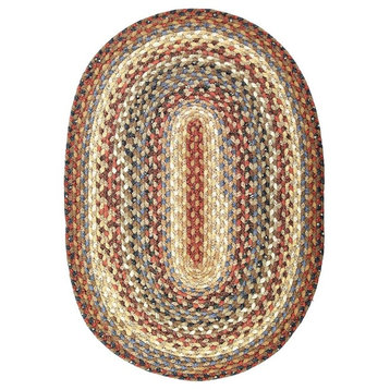 Homespice Decor Biscotti Cotton Braided Rug, Brown, 1'8"x2'6", Oval