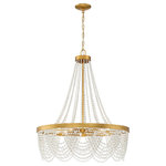 Crystorama - Fiona 4 Light Antique Gold Chandelier with White Beads - The traditional empire shaped chandelier features modern styling with a bohemian flair. With cascading strands of glass beads around its base and a tented top, this chic chandelier will capture the attention in the room with all its eye-catching details.