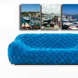 Hand-Woven Sofa (Blue) - Sofas