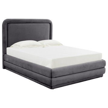 Briella Dark Gray Velvet Bed in Full