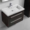 Tona 32" High Gloss White Wall Mount Modern Bathroom Vanity, Gray Oak