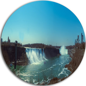 Niagara Falls Viewed From Canada, Seascape Disc Metal Artwork, 36"