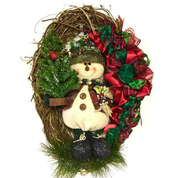 24" Oval Christmas Snowman Wreath