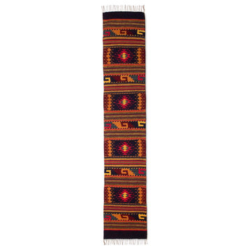 NOVICA Red Diamond Splendor And Zapotec Wool Rug  (1.5X6)