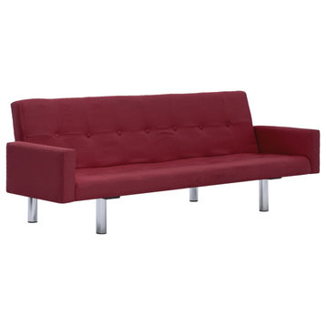 vidaXL Sofa Bed Convertible Sectional Sofa Bed with Armrest Wine Red Fabric