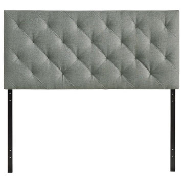 Modway Theodore Queen Modern Upholstered Linen Fabric Headboard in Gray