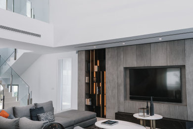 Family room - contemporary family room idea in Other