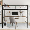 Gewnee Loft Bed with Desk and Shelf , Space Saving Design,Twin,In Black