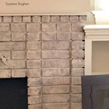 Whitewashed Brick Fireplace