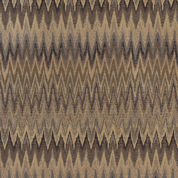 Blue, Beige And Gold, Woven Flame Stitch Upholstery Fabric By The Yard