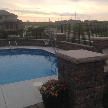 Belgian Block Seating Wall, Granite Boulder Retaining Wall, Paver Patio