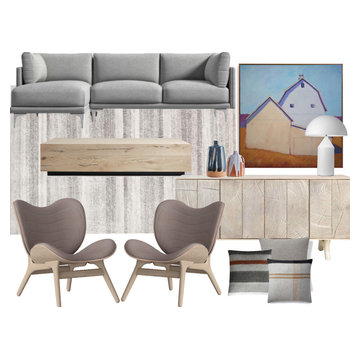 E-Design Concept Board Scandinavian Living Room Est. Budget $11,600