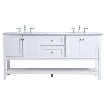 72" Double Sink Bathroom Vanity Set, White