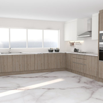 L-shaped Wooden Kitchen with Granite Worktop Supplied by Inspired Elements