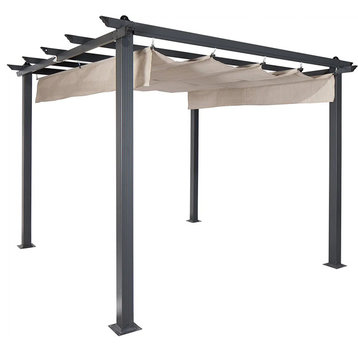 Outdoor Pergola, Sturdy Metal Frame With Weather Resistant Smoke Canopy