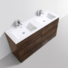 Moa Double Sink Bathroom Vanity With 6 Drawers, Rosewood, 60"