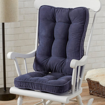 Contemporary Living Room With Denim Rocking Chair Seat Cushions